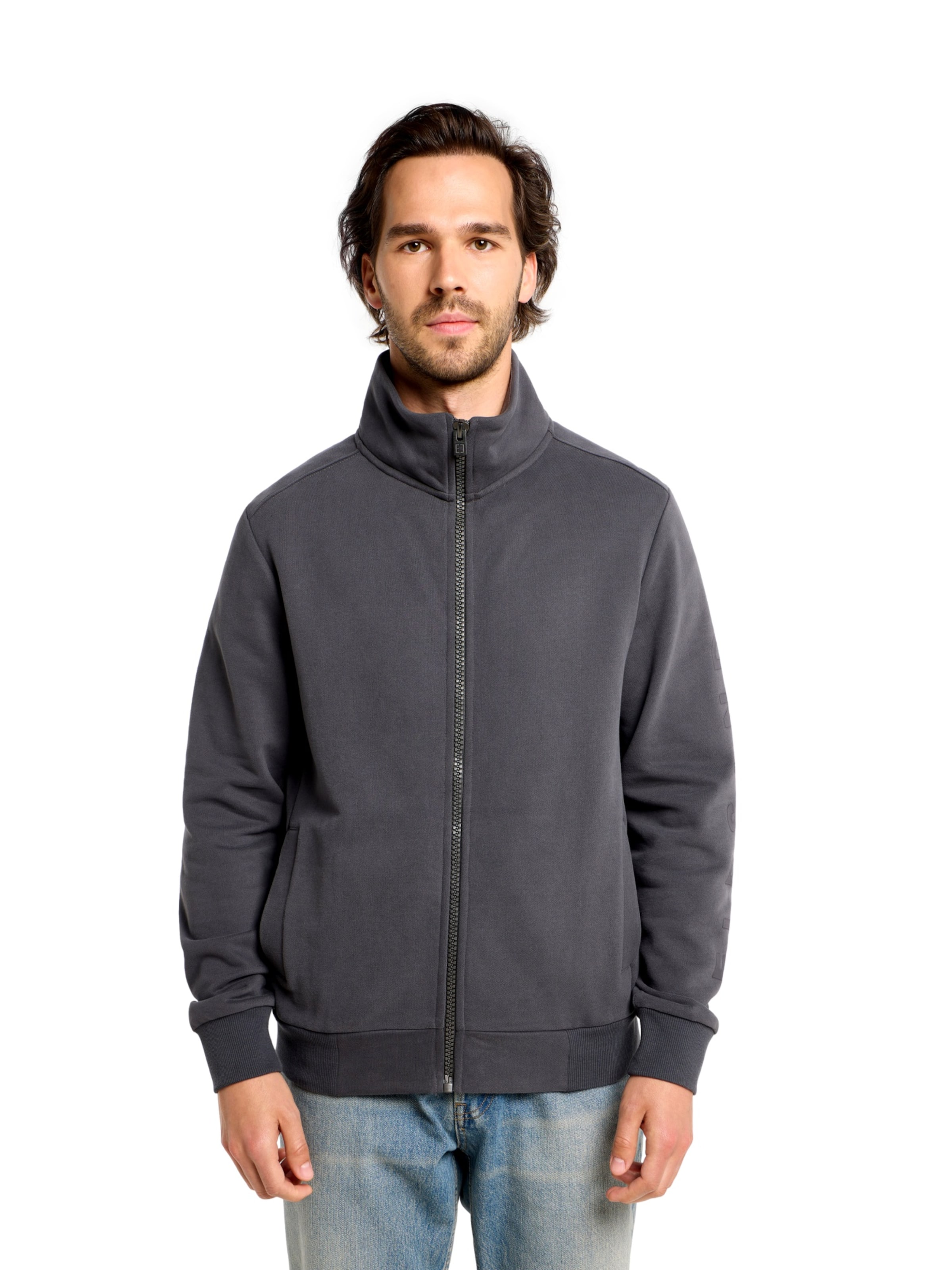 Elbsand Sweat jacket 'Levin' in Grey: front