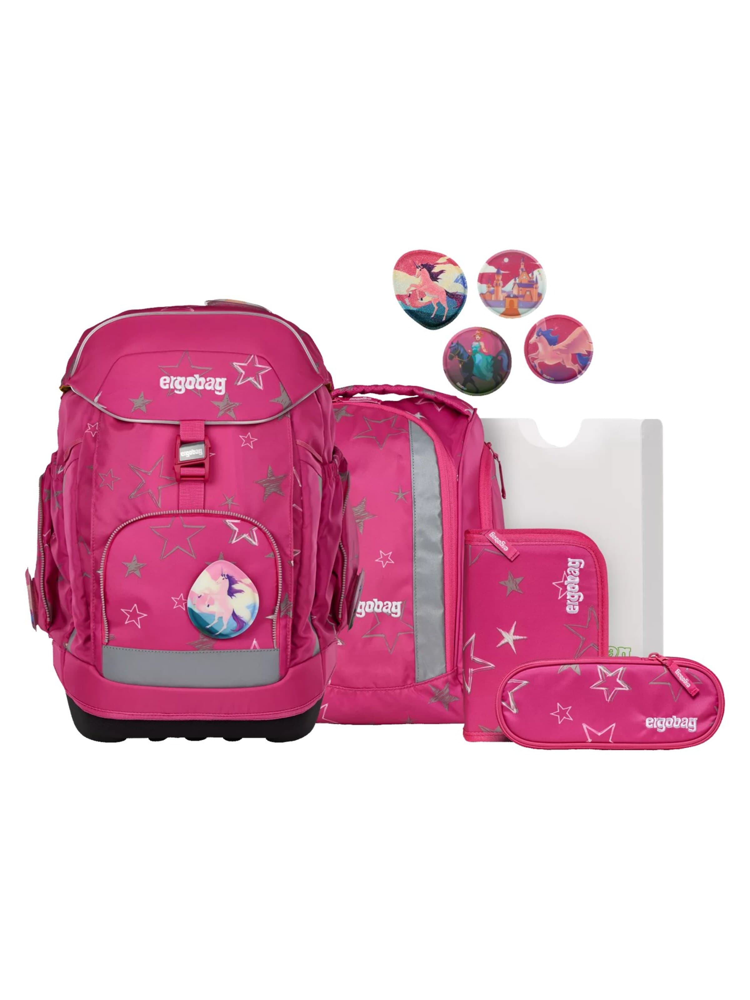 ergobag Backpack 'Schulranzen-Set maxi Set' in Pink: front