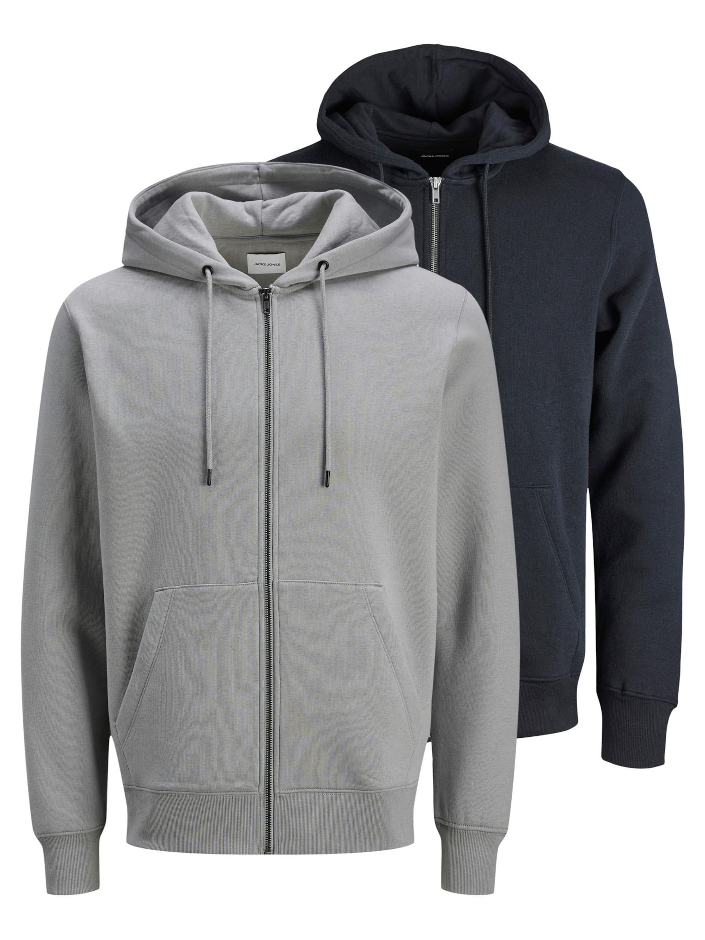 JACK & JONES Zip-Up Hoodie 'Star' in mottled grey, Item view