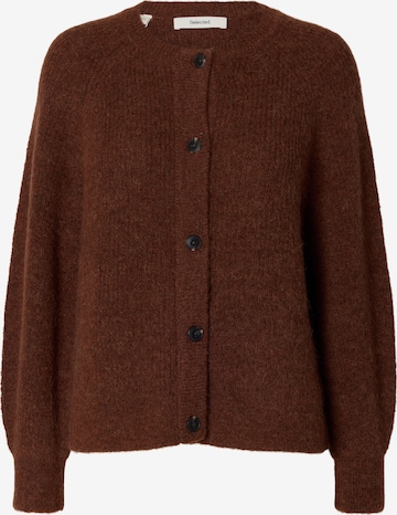 SELECTED Knit Cardigan 'SLFLULU' in Brown: front