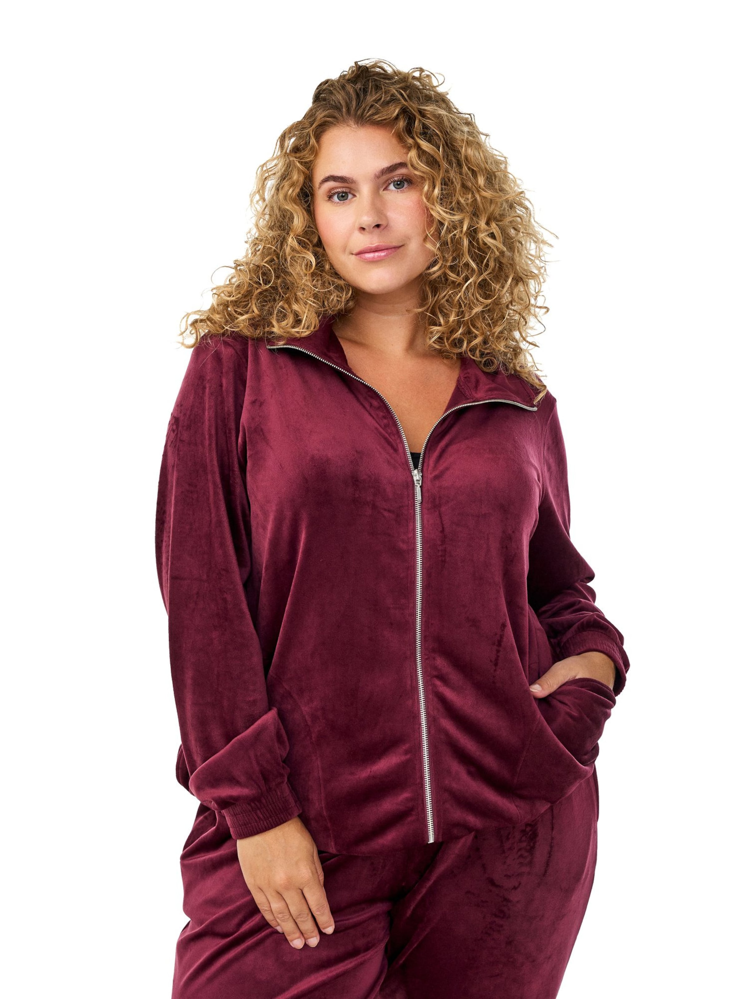 Zizzi Sweat jacket in Red: front