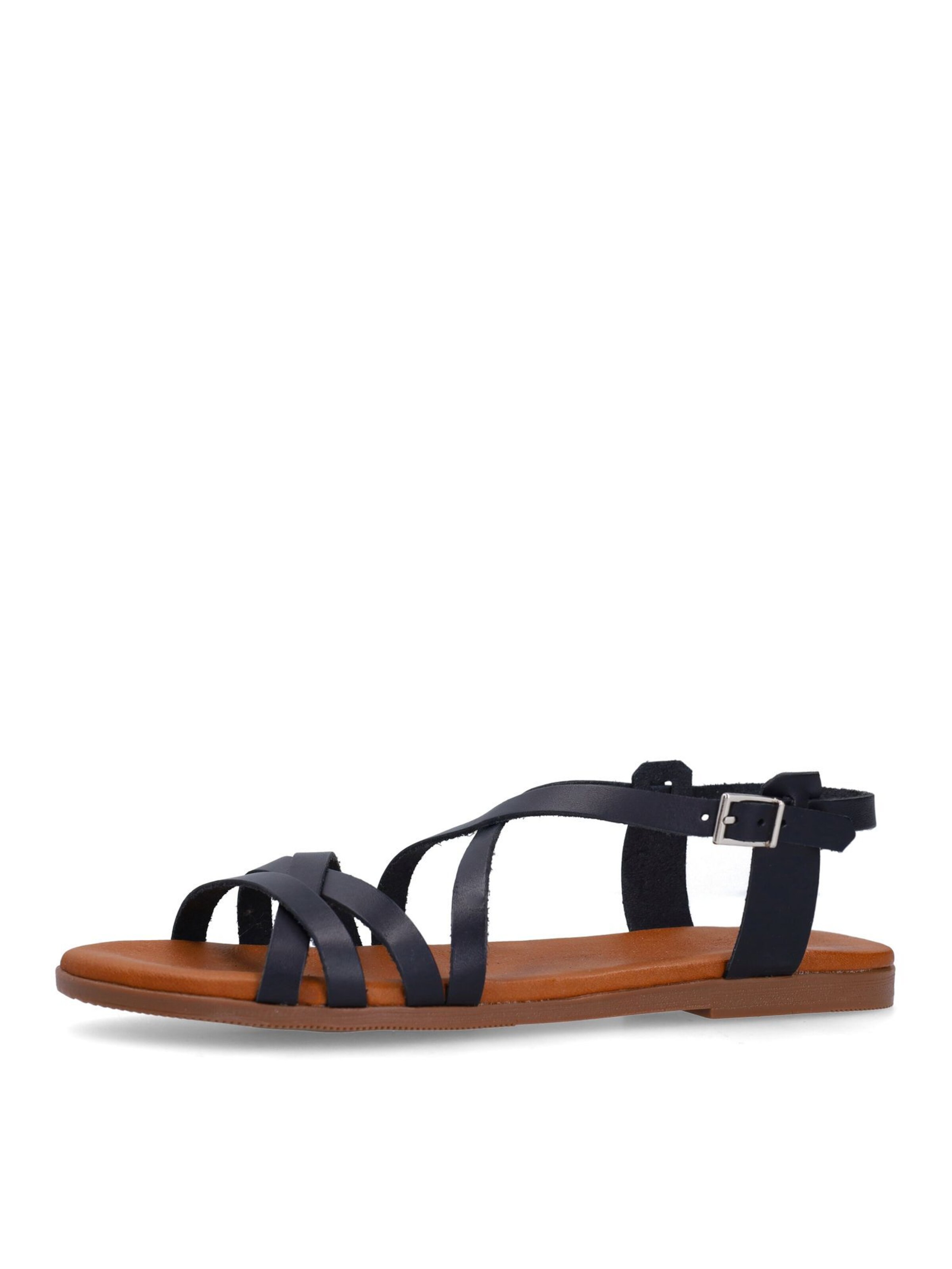 MANFIELD Strap Sandals 'Flache' in Black: front