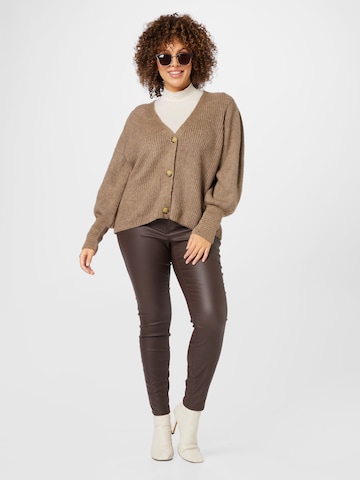 ONLY Carmakoma Knit Cardigan 'CLARE' in Brown