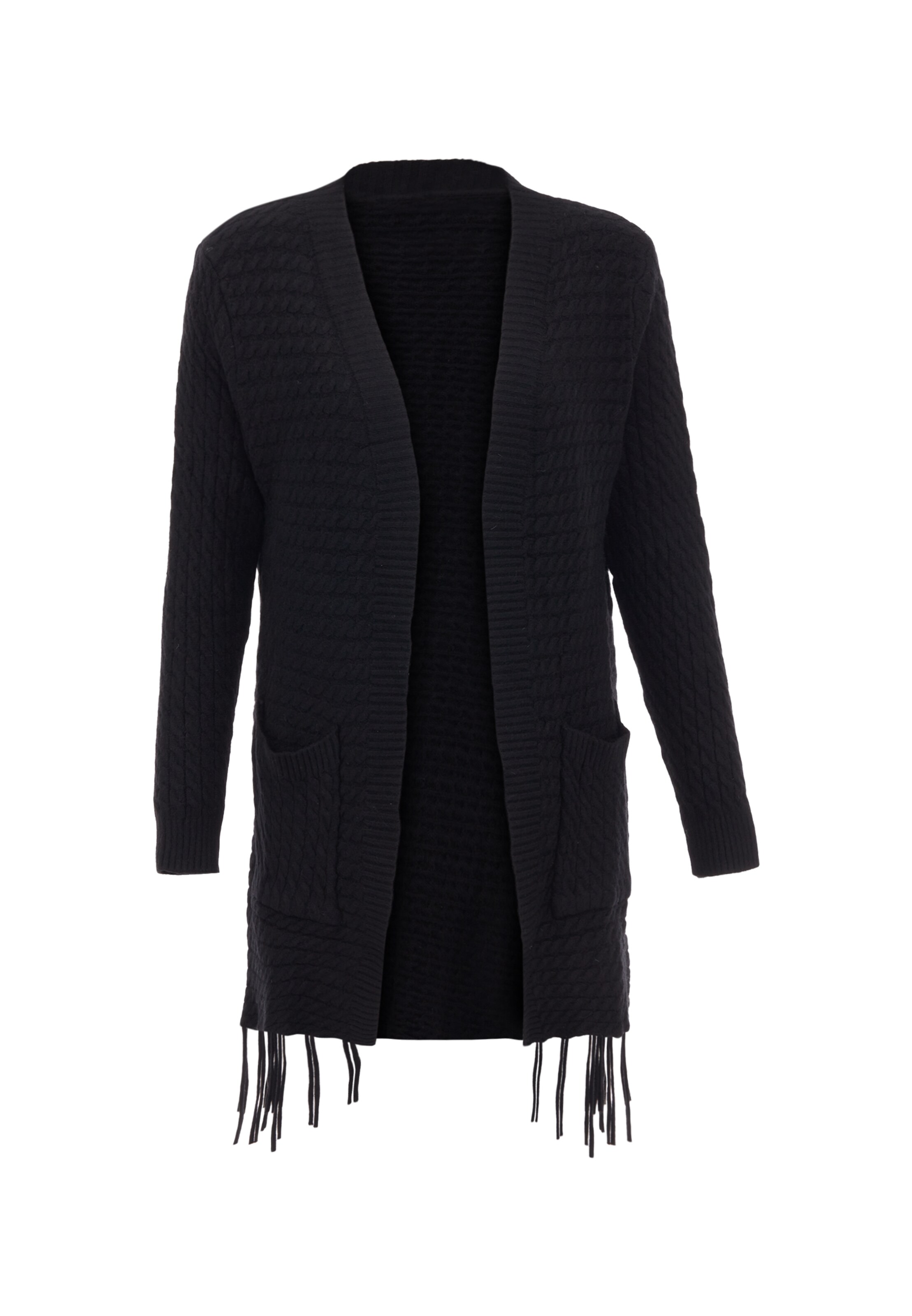 isha Knit Cardigan in Black: front