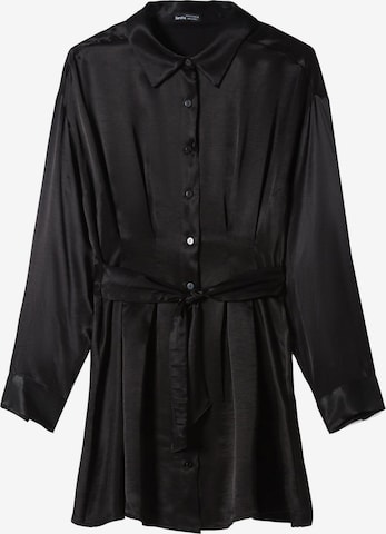 Bershka Shirt Dress in Black: front