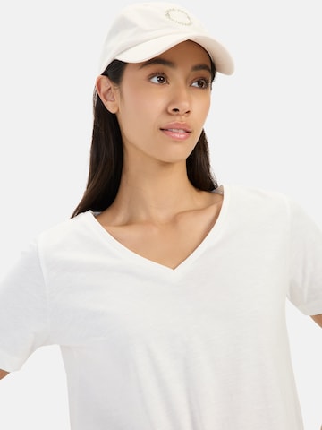 CAMEL ACTIVE T-Shirt mit V-Ausschnitt aus reiner Baumwolle in Weiß