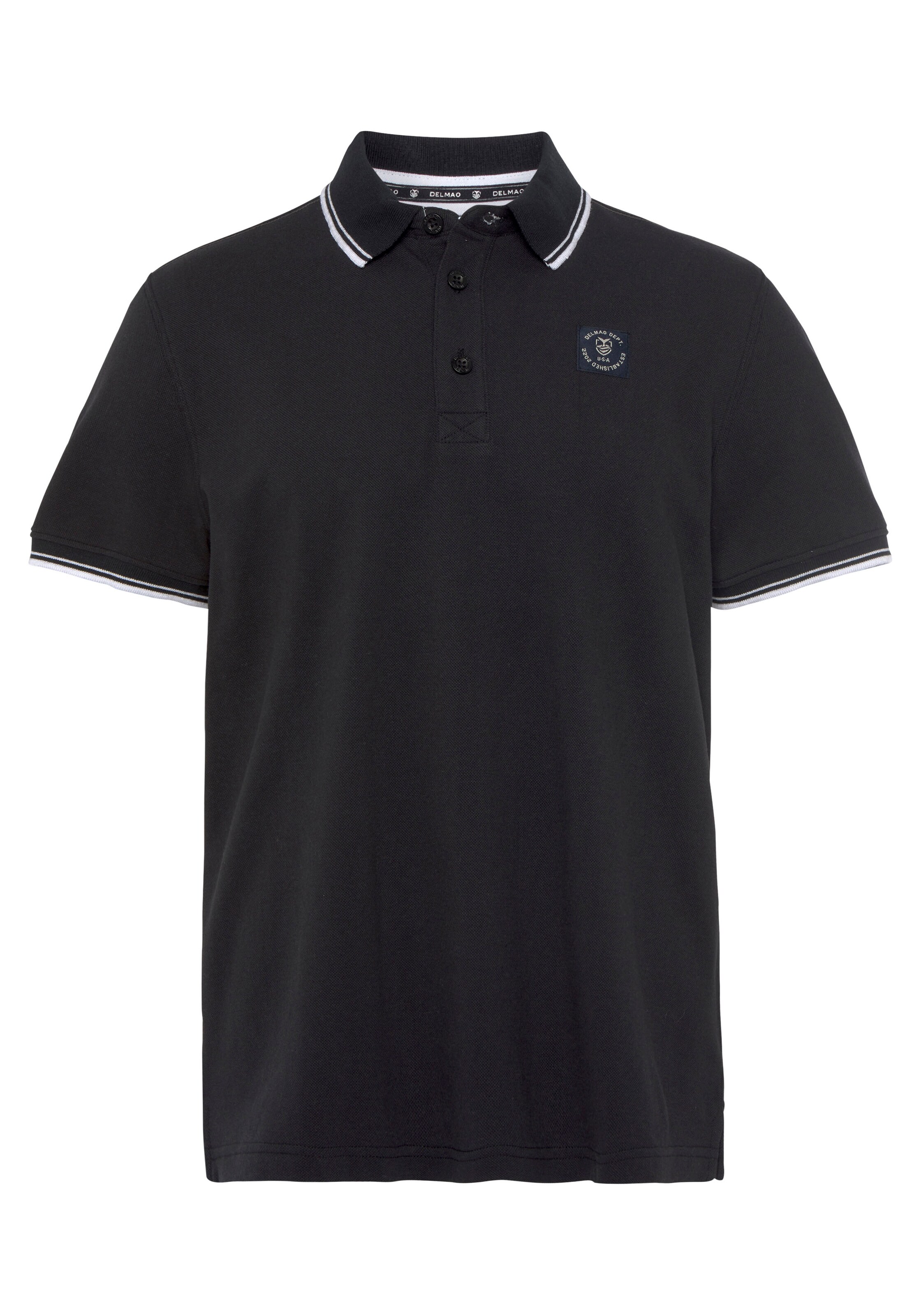 DELMAO Poloshirt in Schwarz: Vorderseite