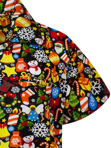 King Kameha Regular fit Overhemd 'Christmas Allover' in Zwart