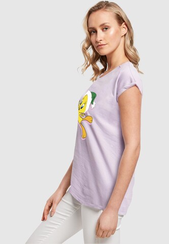 ABSOLUTE CULT Shirt 'Looney Tunes - Tweety Christmas Hat' in Purple