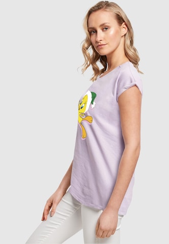 ABSOLUTE CULT Shirt 'Looney Tunes - Tweety Christmas Hat' in Lila