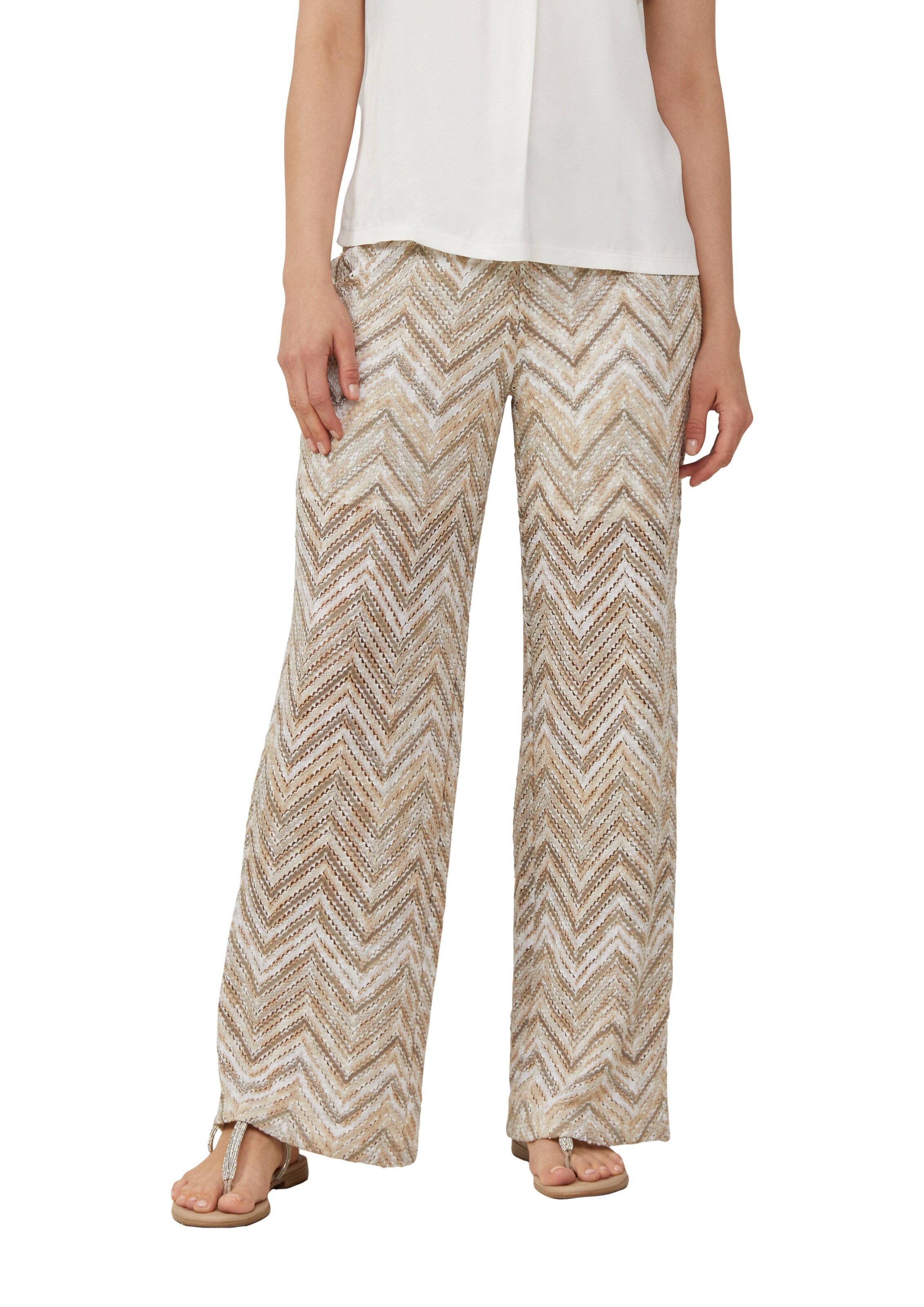 s.Oliver BLACK LABEL Wide Leg Hose in Beige: Vorderseite