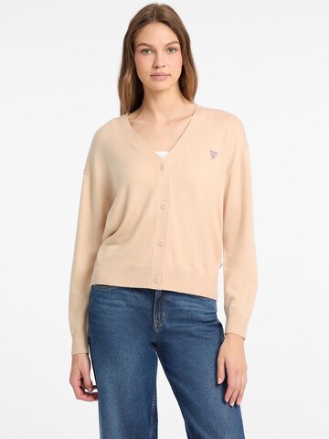 GUESS JEANS Knit Cardigan in Beige: front
