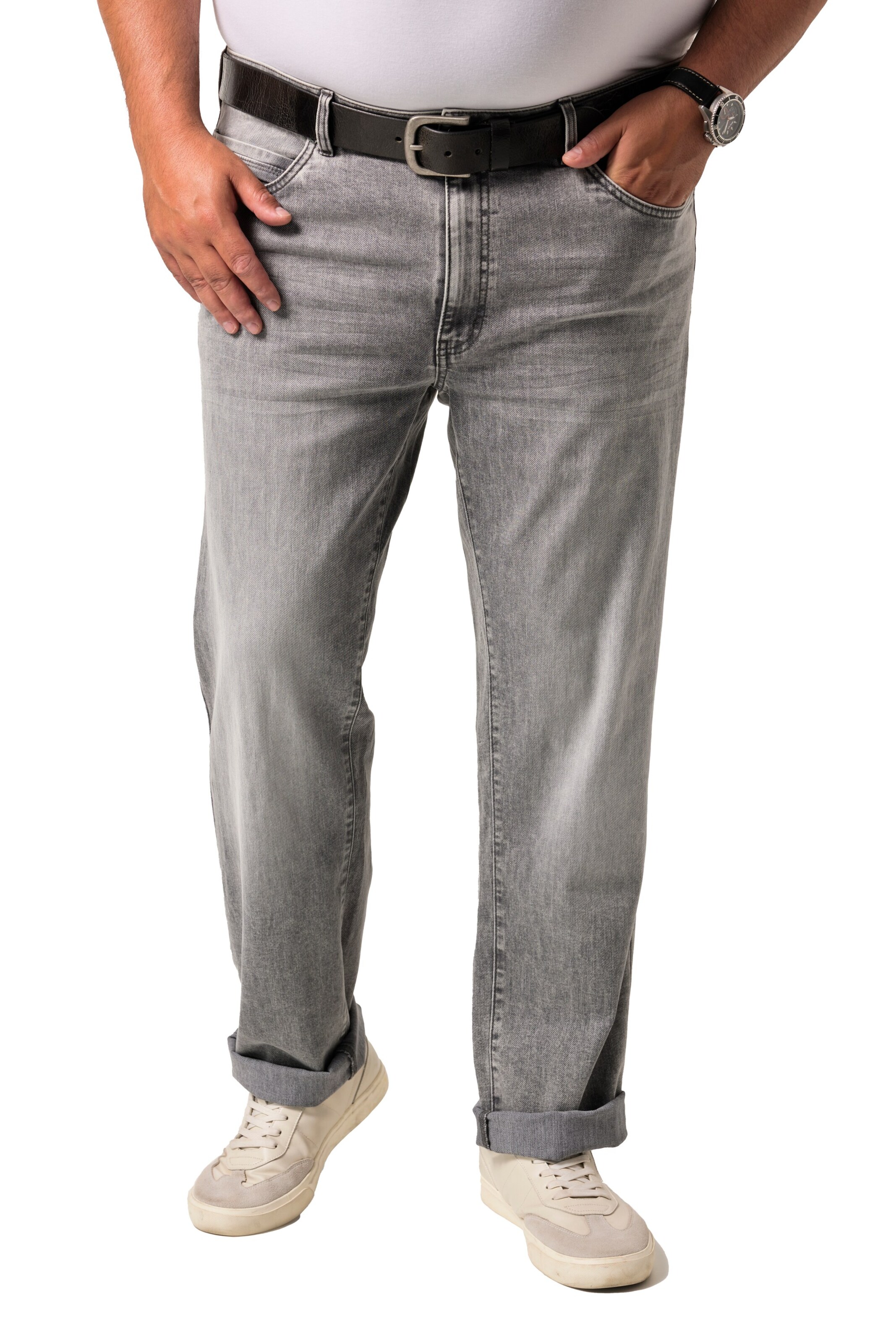 Men Plus Regular Jeans in Grijs: voorkant