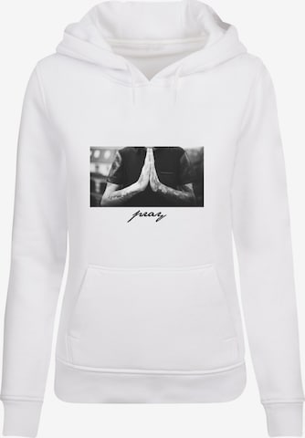 Sweat-shirt 'Pray' Mister Tee en blanc : devant