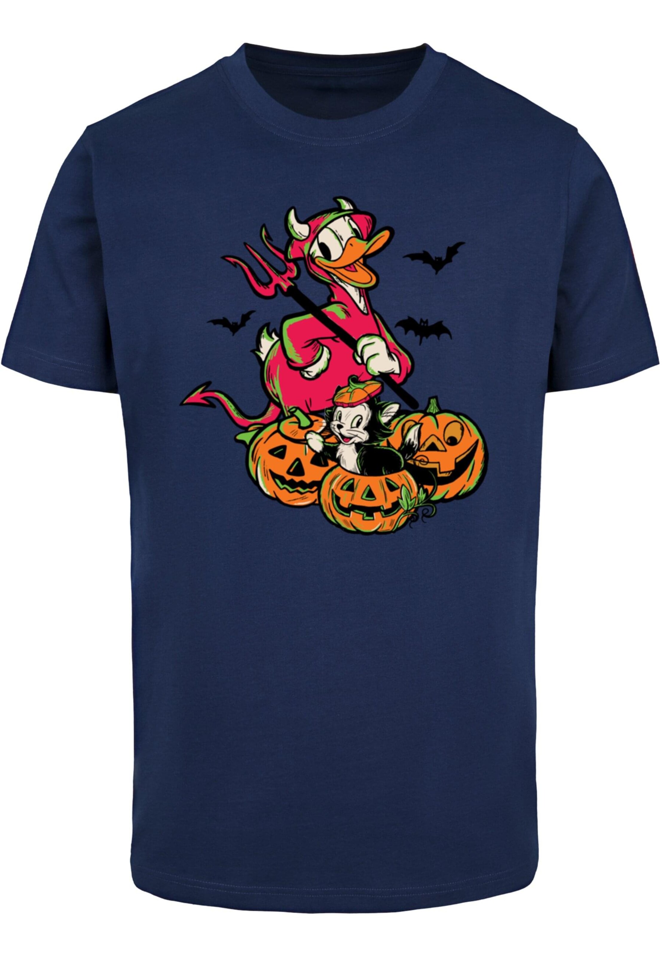 ABSOLUTE CULT Shirt 'Donald Duck - Halloween Devil' in Blauw: voorkant