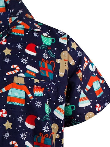King Kameha Regular Fit Hemd 'Christmas Gingerbread'‌ in Blau