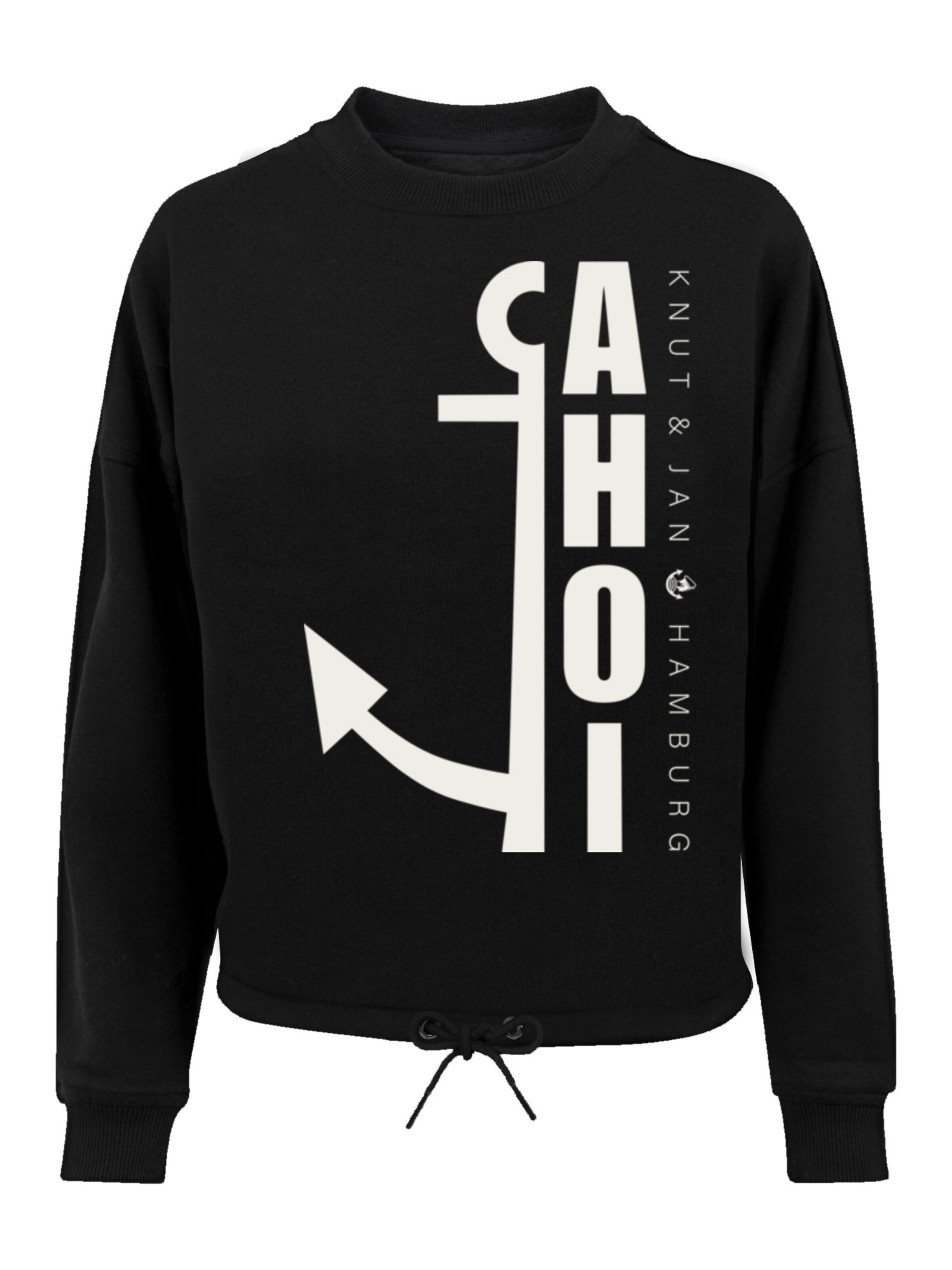 Sweat-shirt 'Ahoi Anker Crop Knut & Jan Hamburg' F4NT4STIC en noir : devant