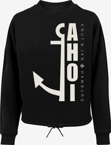 F4NT4STIC Sweatshirt 'Ahoi Anker Crop Knut & Jan Hamburg' in Black: front
