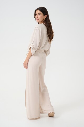 Cream Wide leg Broek 'Venta' in Beige