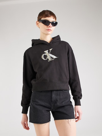 Calvin Klein Jeans Sweatshirt in Zwart: voorkant