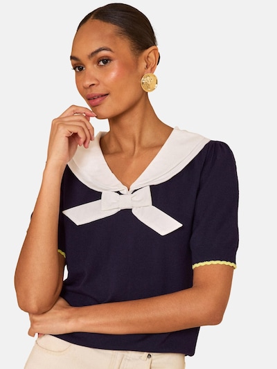 Pullover love & roses di colore navy / giallo neon / bianco, Visualizzazione prodotti