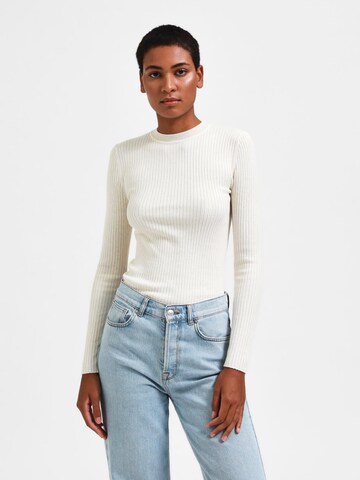 Pull-over 'Lydia' SELECTED FEMME en blanc : devant