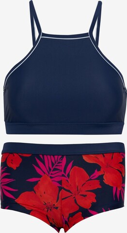 La V Bikini 'Bikini hipster broekje en crop top met racerback' in Blauw: voorkant