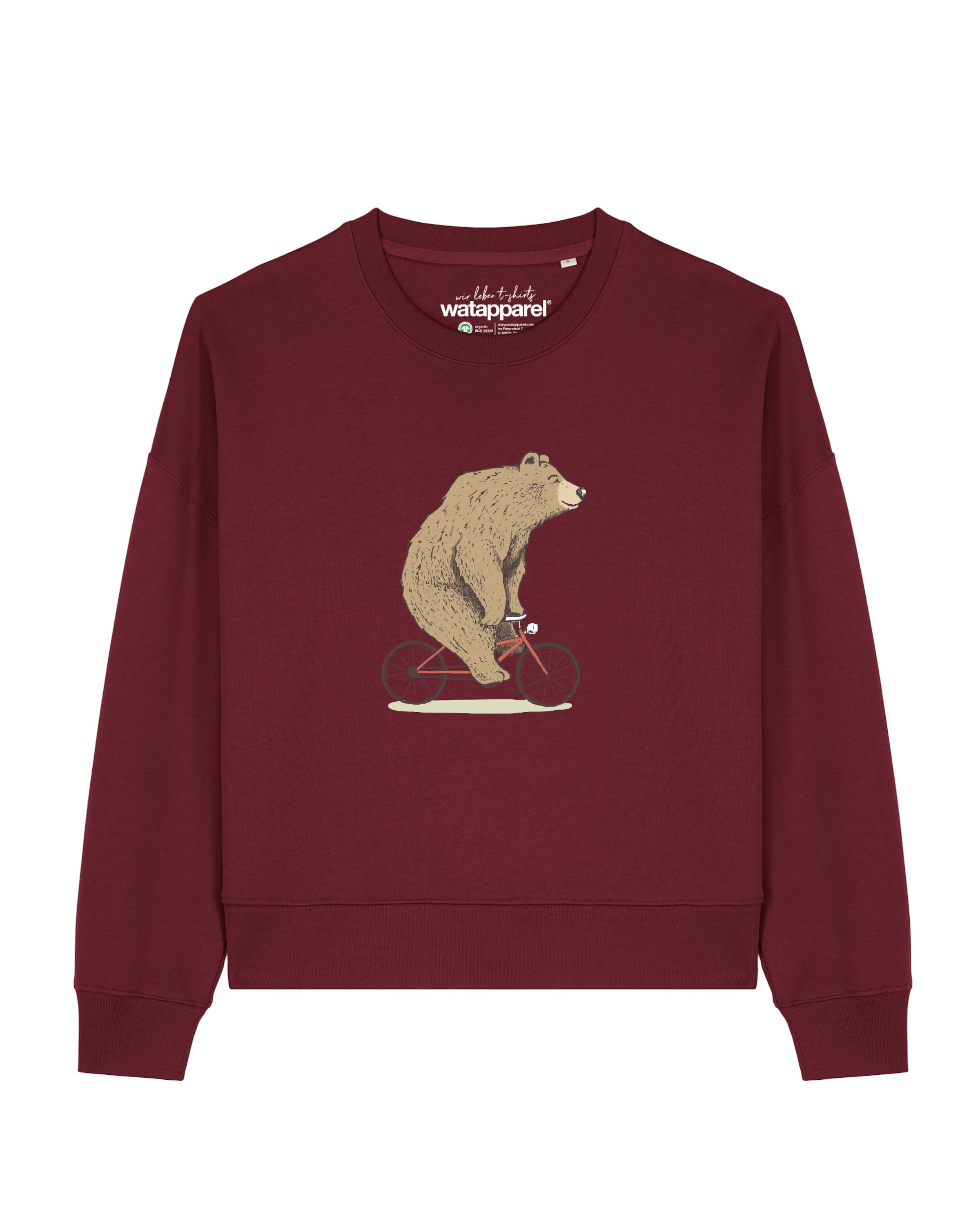 Watapparel Sweatshirt 'Fahrradbär' in Rot: Vorderseite