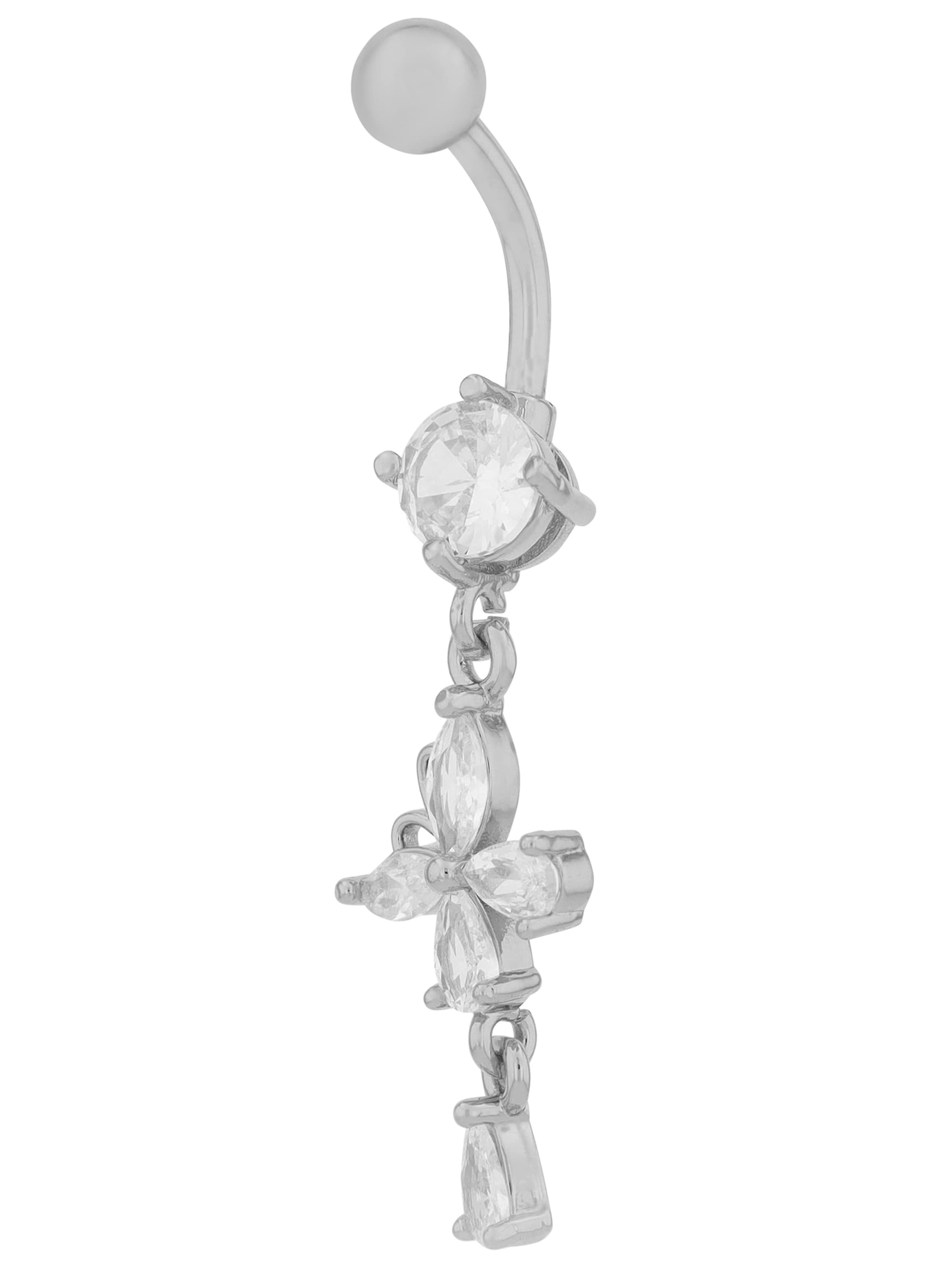 Akzent Piercingschmuck 'Zirkonia'‌‌‌‌‌‌ in Silber: Vorderseite