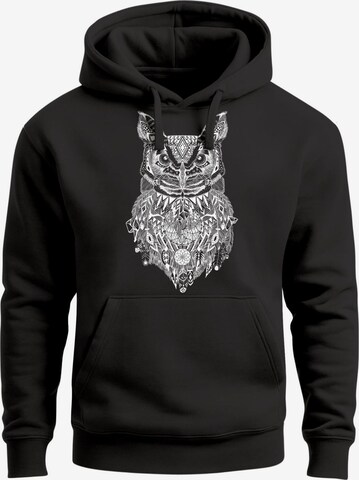 Neverless Sweatshirt 'Free Mind Owl' in Schwarz: Vorderseite