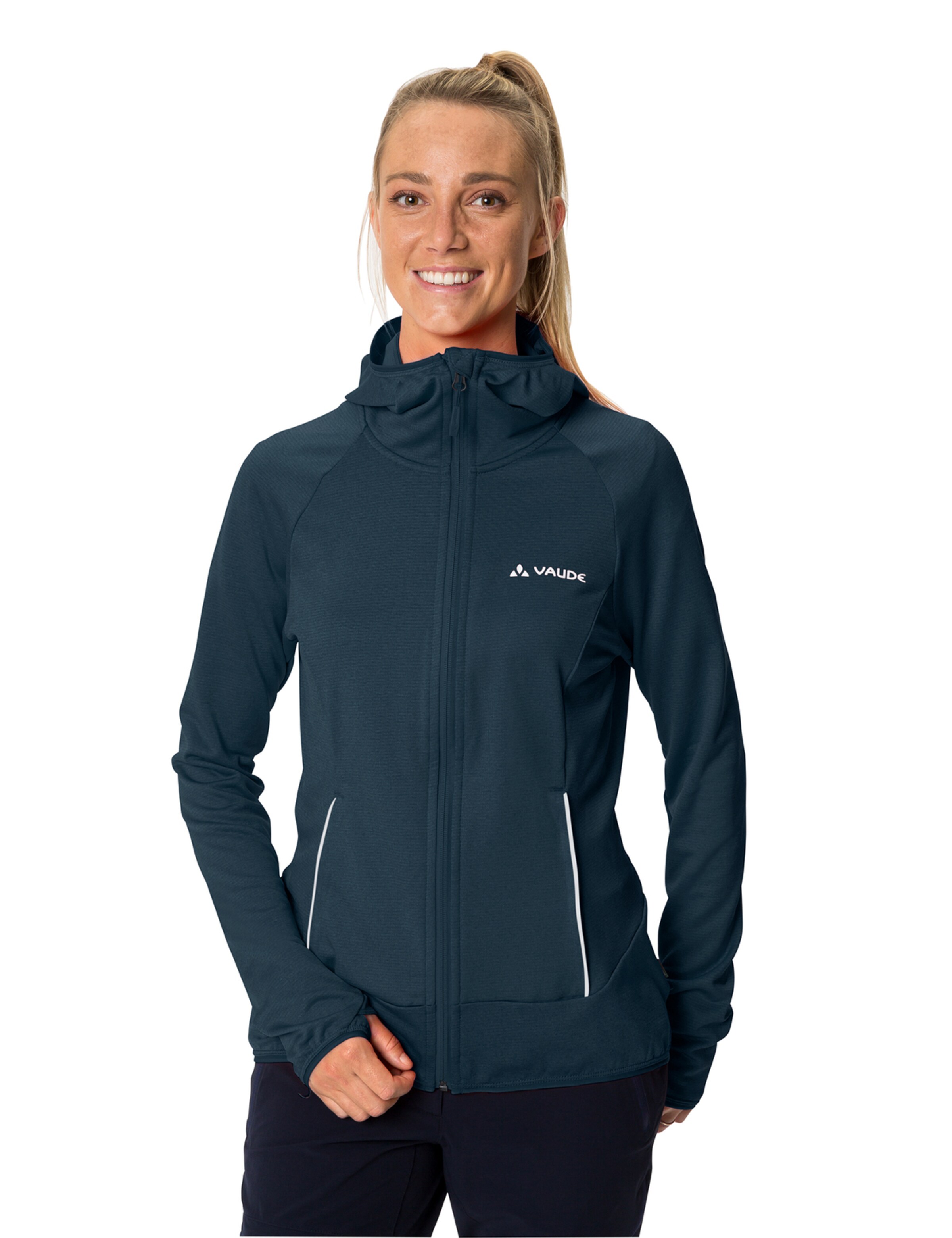 VAUDE Athletic Fleece Jacket 'Tekoa II' in Blue: front