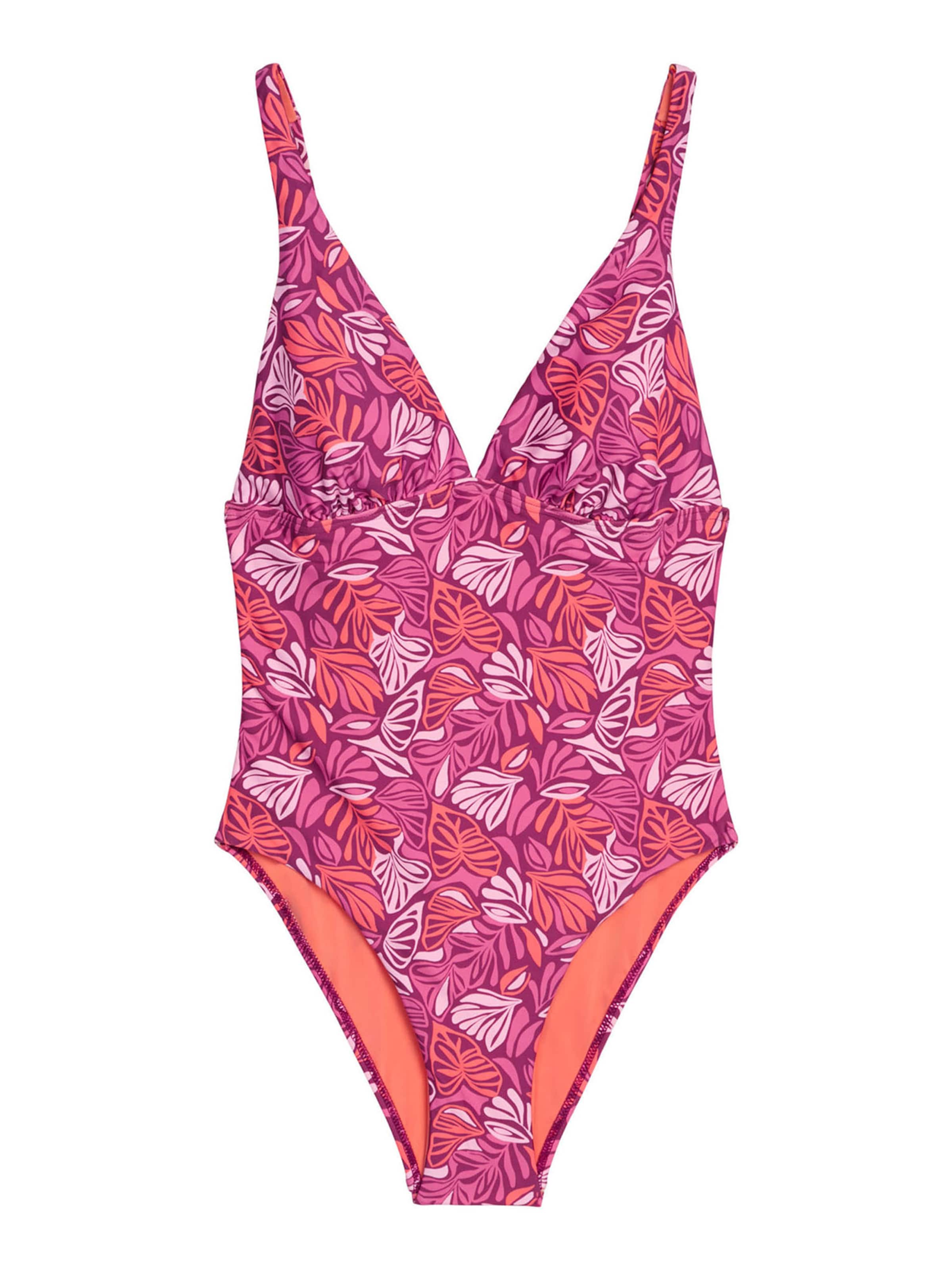 Bustier Maillot de bain ' Abstract Leaf ' Marc O'Polo en rose : devant