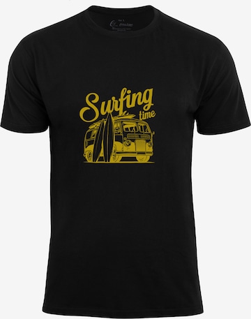 Cotton Prime Shirt 'Surf Tme Urlaub Meer Ozean' in Black: front