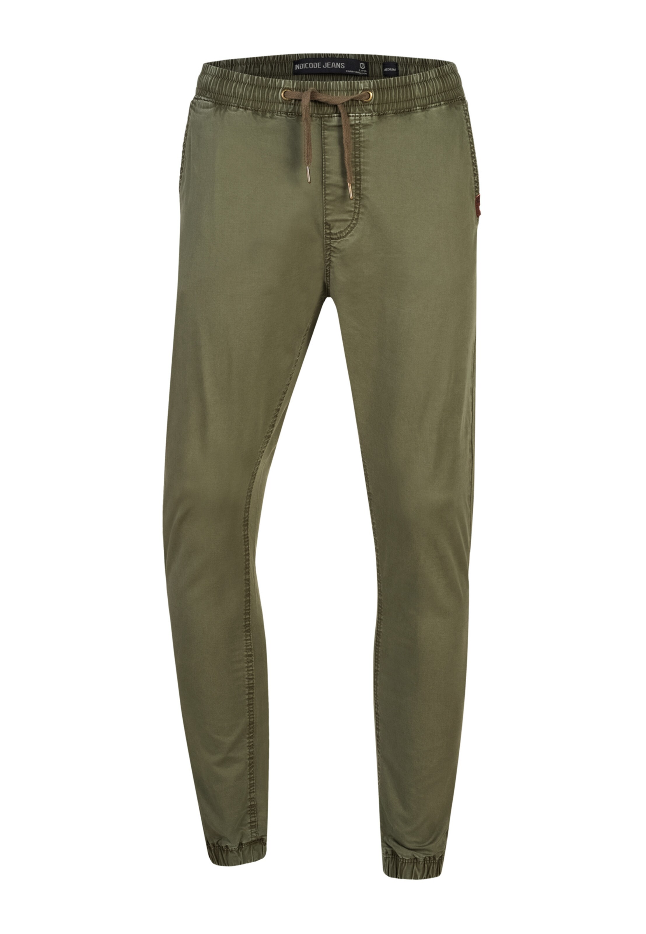 Regular Pantalon 'Fields' INDICODE JEANS en vert : devant