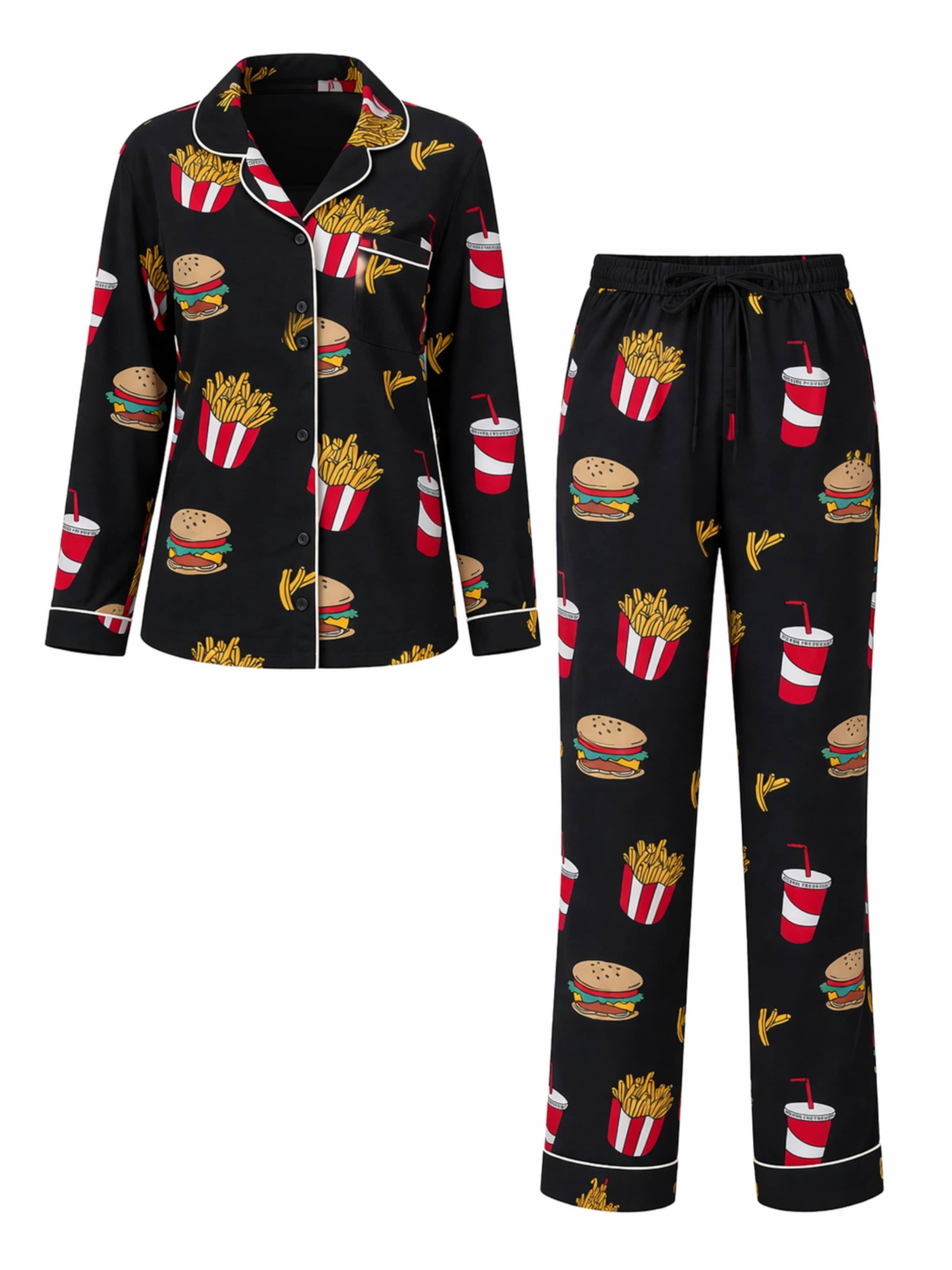 LEAFLETIC Pyjama‌‌‌ in Schwarz: Vorderseite