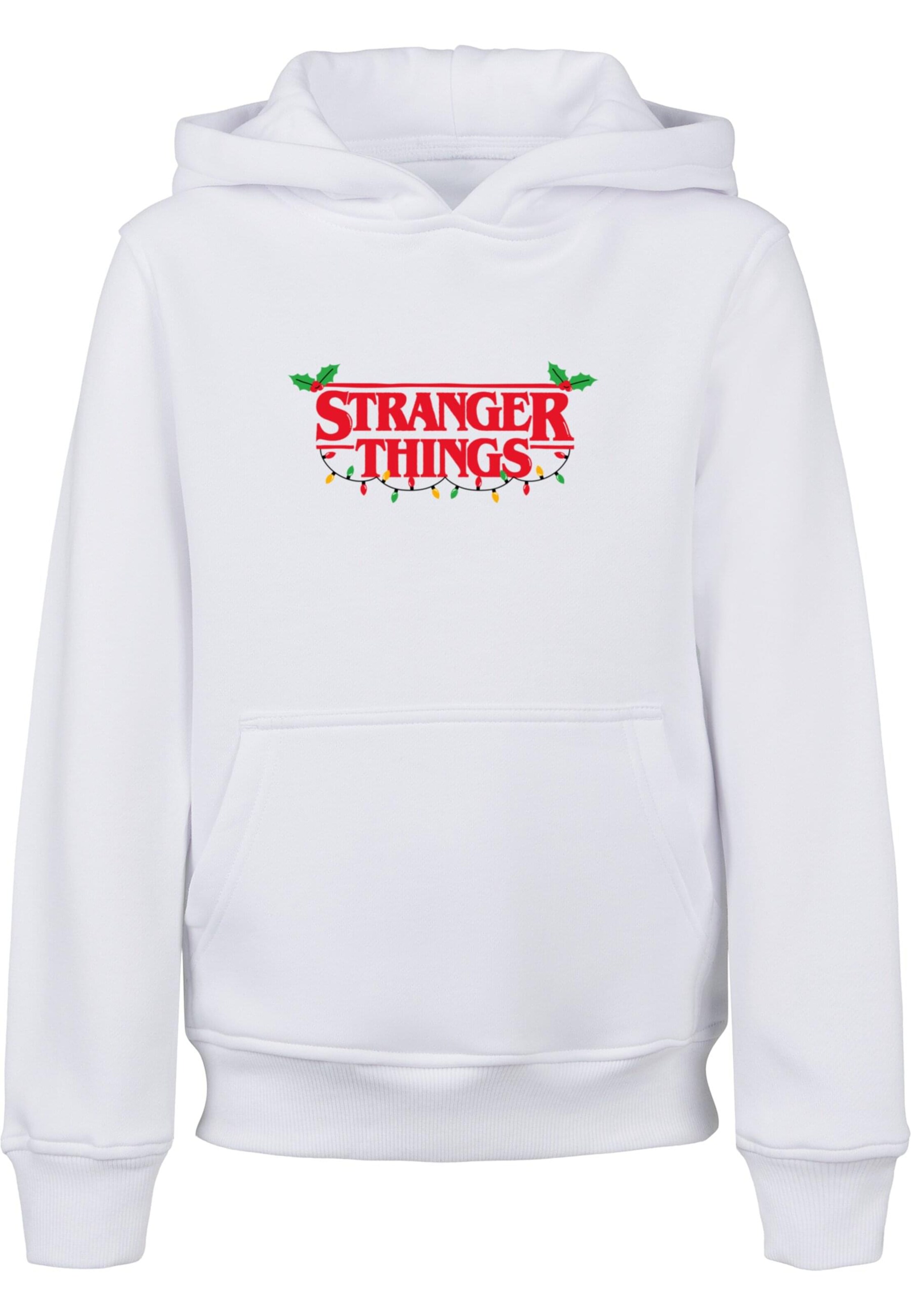 Felpa 'Stranger Things - Christmas Lights' di ABSOLUTE CULT in bianco: frontale