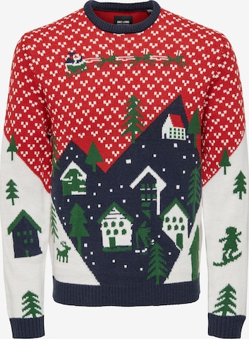 Only & Sons - Pullover 'Xmas' em vermelho: frente