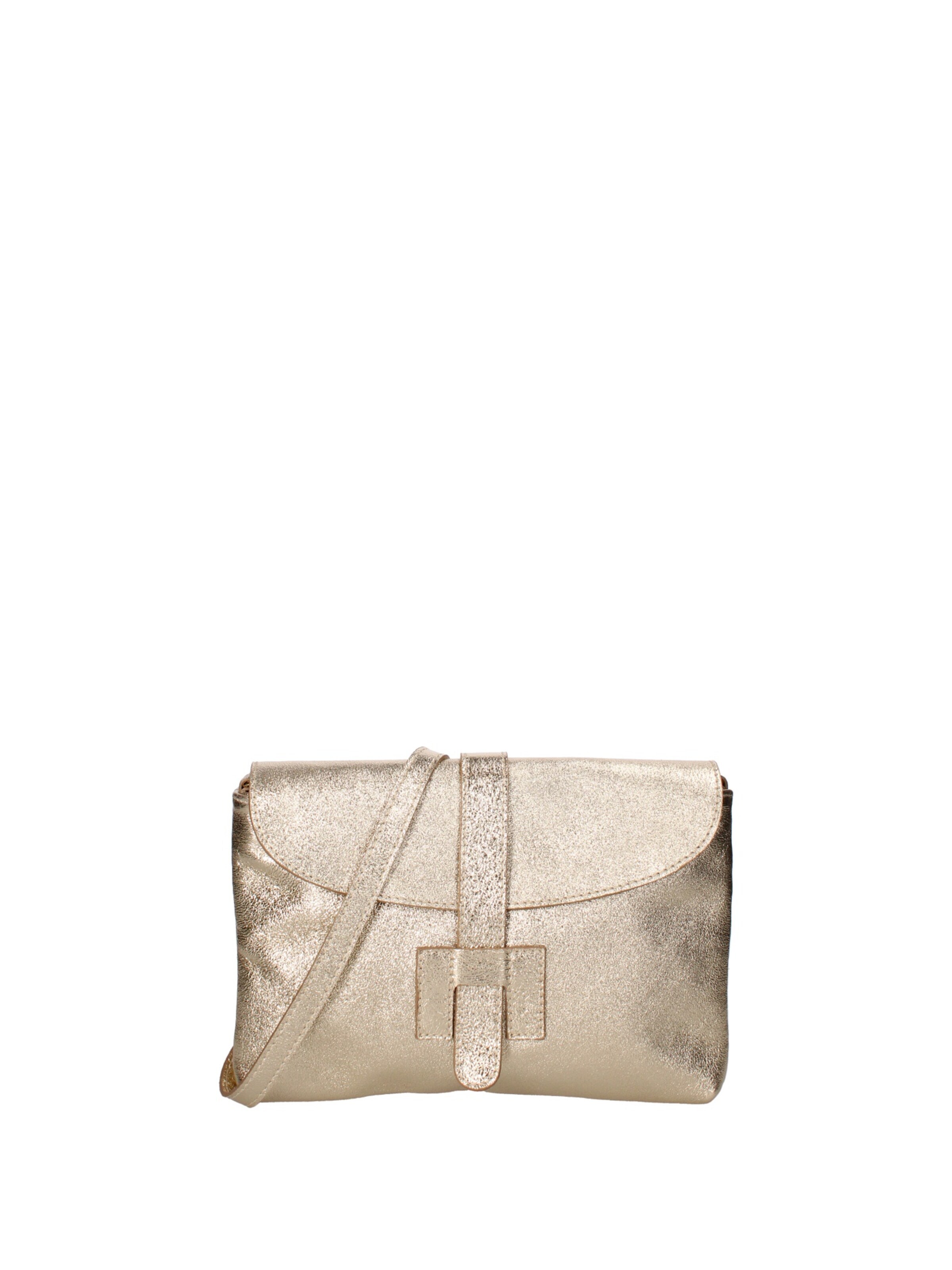 Pochette 'Pochette Donna Vera Pelle Laminato - Tracolla Regolabile' di Viola Castellani in oro: frontale