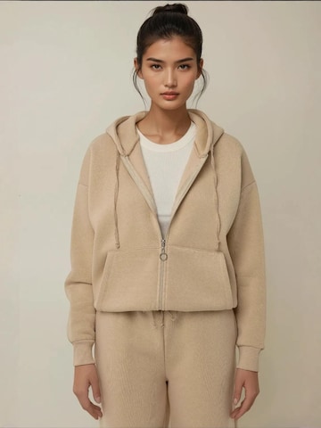 Hiccup Zip-Up Hoodie in Beige: front