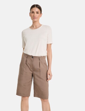 GERRY WEBER Loose fit Pleat-Front Pants in Brown: front