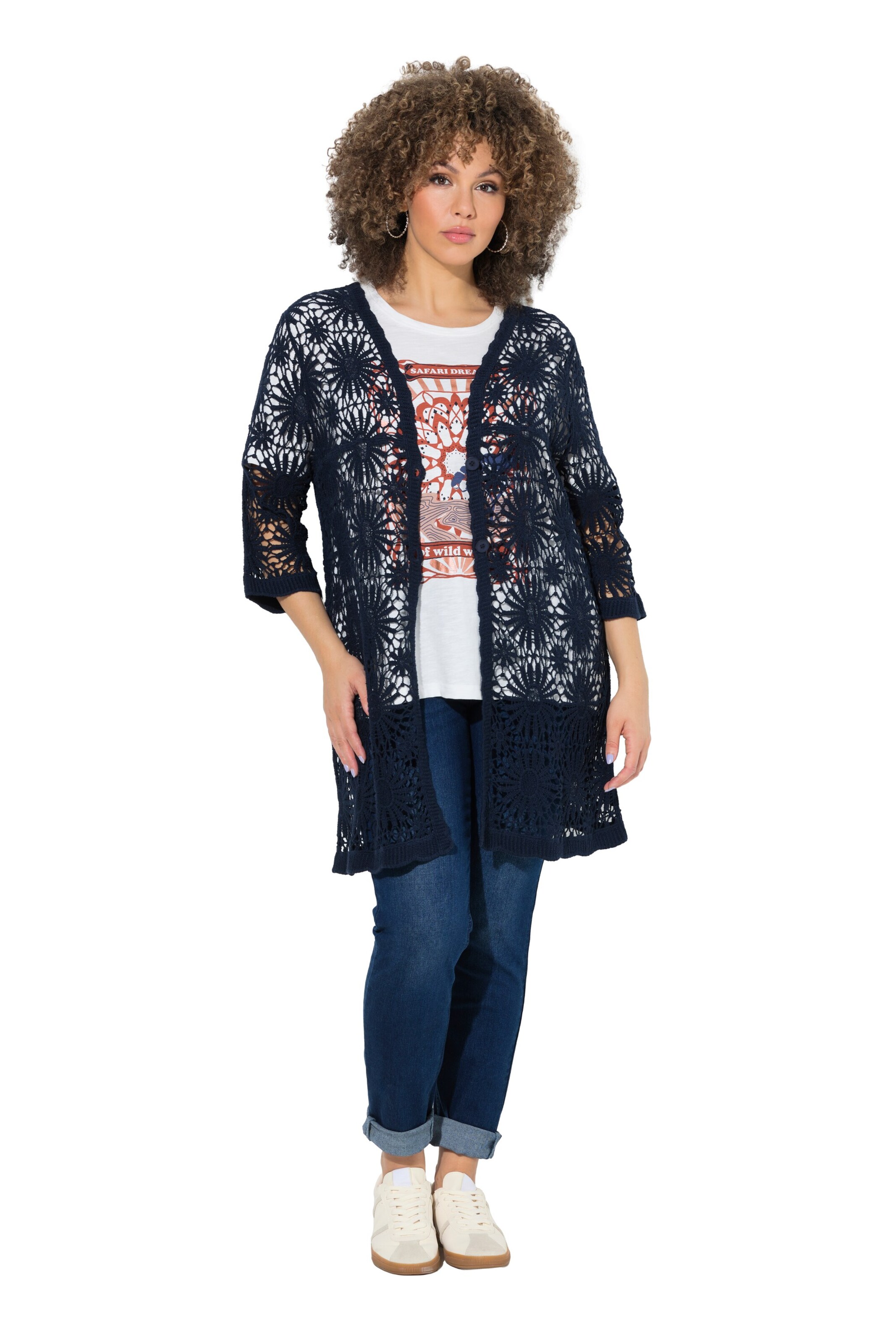 Ulla Popken Strickjacke in Blau