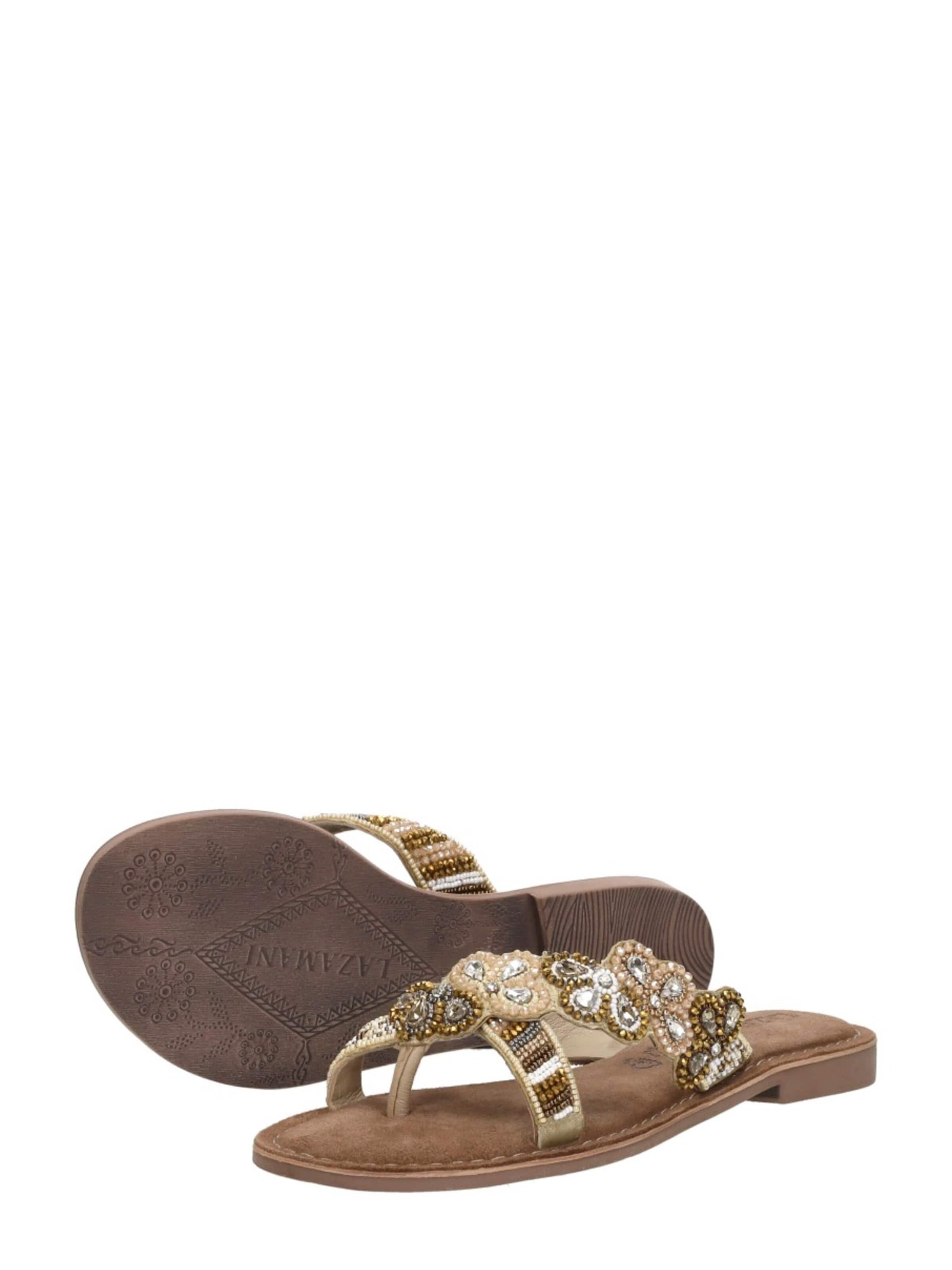 LAZAMANI Huisschoenen 'Teenslippers' in Beige