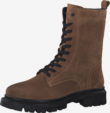 s.Oliver Lace-Up Ankle Boots in Brown: front