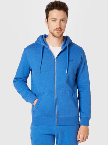 Superdry - Sudadera con cremallera en azul: frente