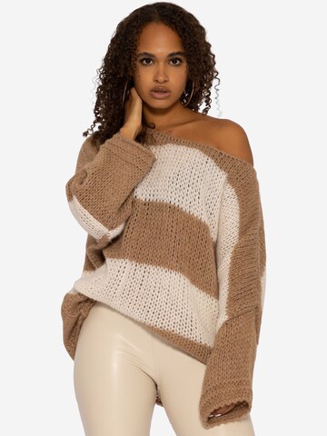 SASSYCLASSY Sweter oversize w kolorze brązowy: przód