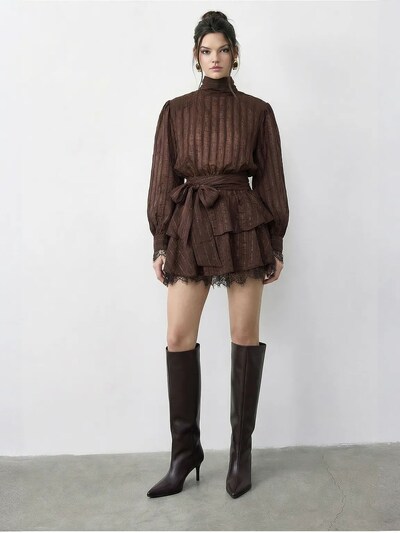 Bianco Lucci Vestido em mocha / ouro, Vista do artigo