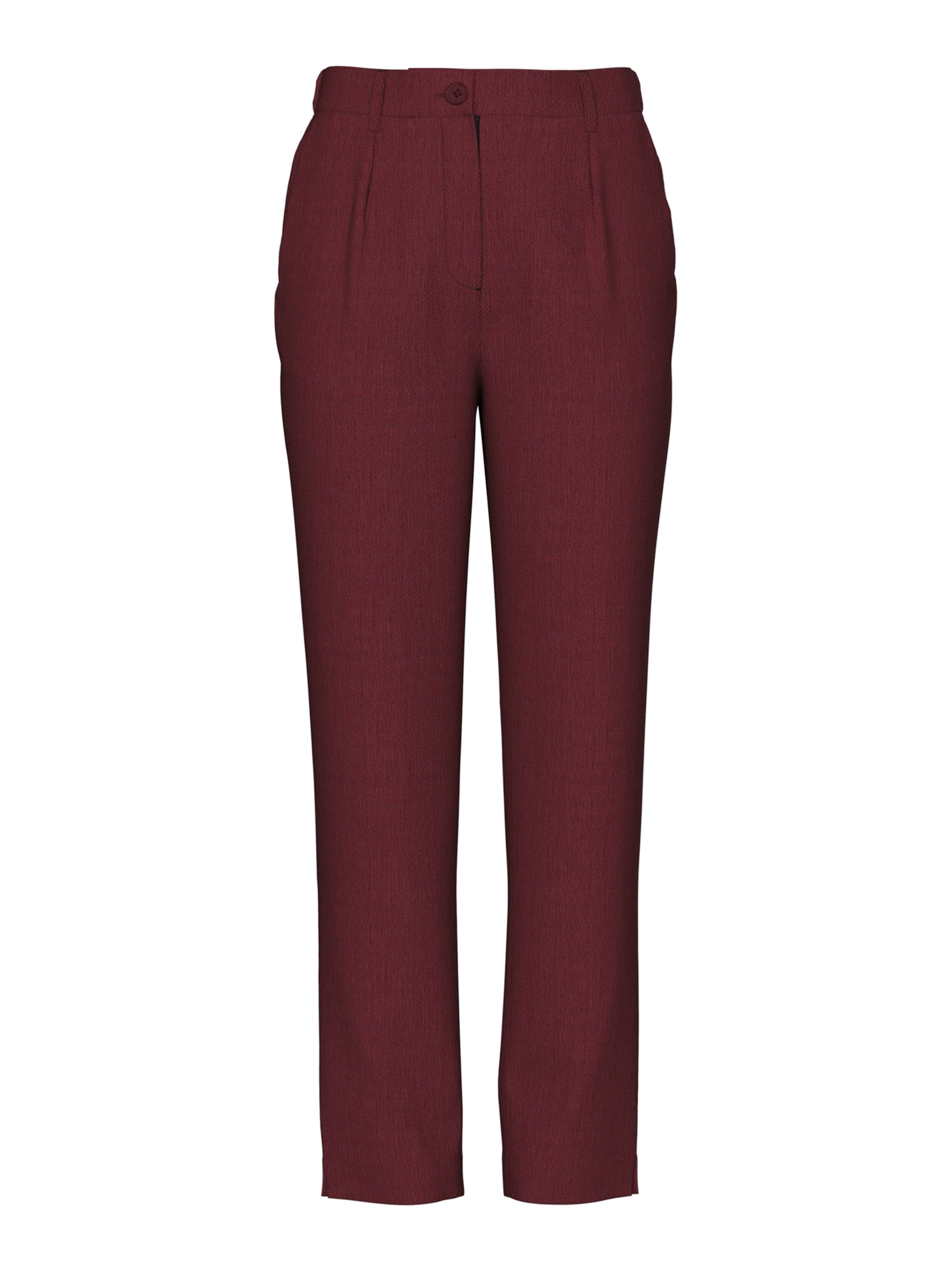 PIECES Обычный Брюки со складками 'PCKamil' в Красный: спереди