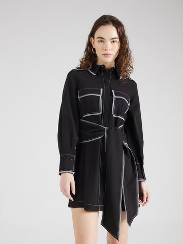 Abito camicia di TOPSHOP in nero: frontale