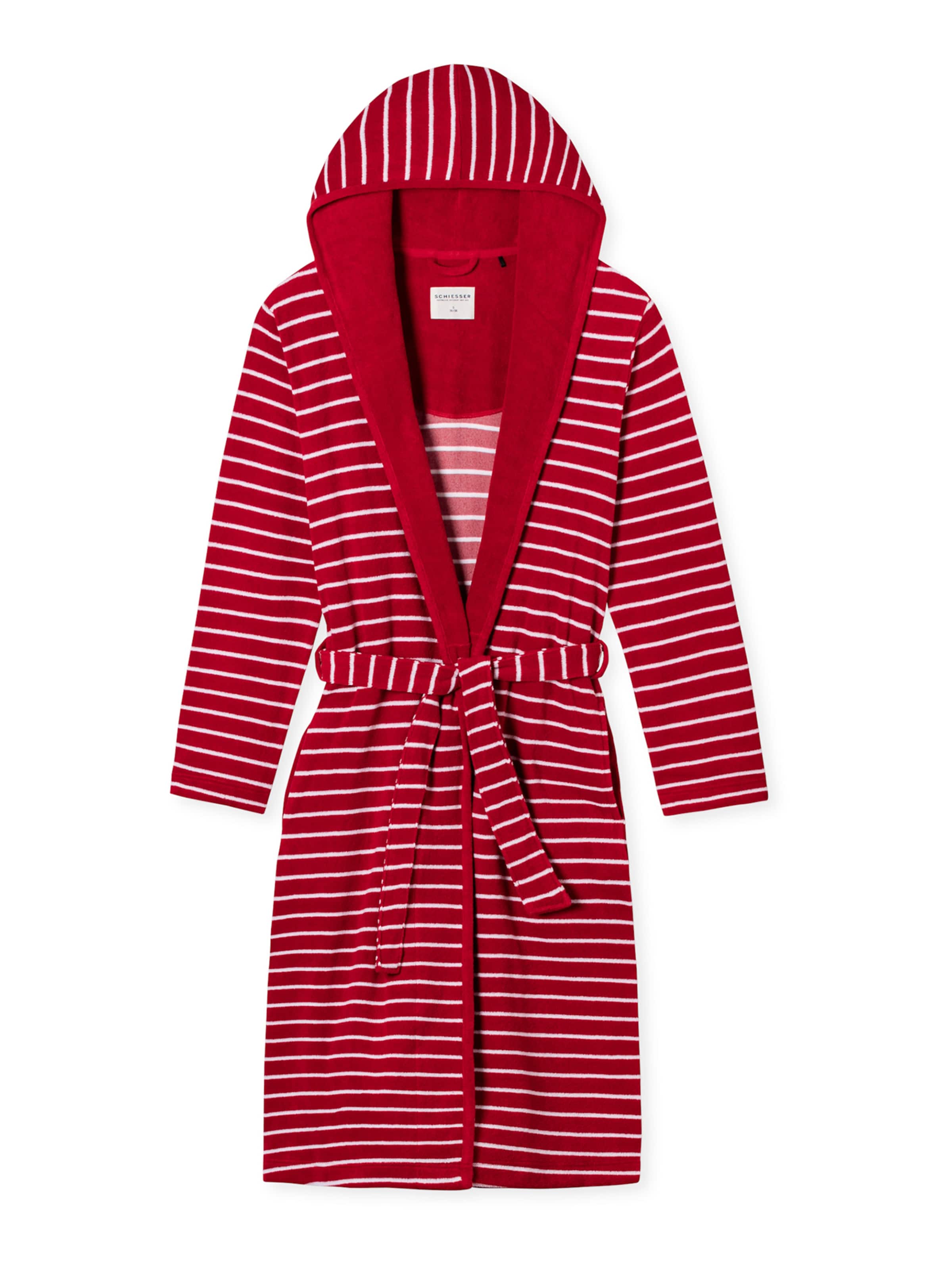 SCHIESSER Bathrobe short 'Feather Terry' in Red: front