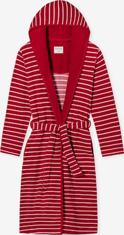 SCHIESSER Badjas lang  ' Feather Terry ' in Rood: voorkant